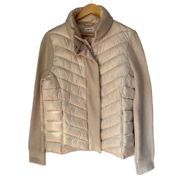 Calvin Klein Quilted Knit Puffer Jacket, Champagne, Large - Picture 5 of 9